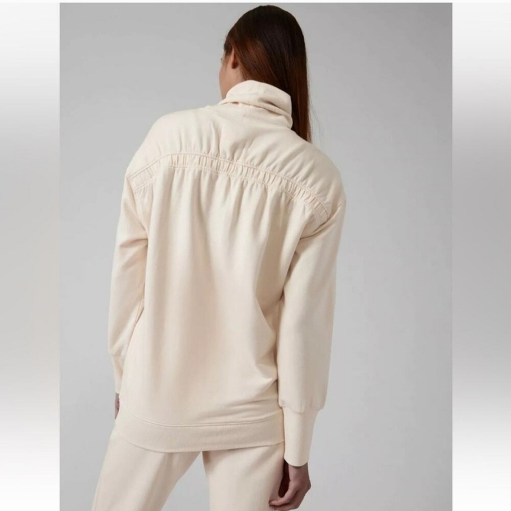 Athleta Balance Cinch Pullover Turtleneck Sweatshirt Sz XL Chantilly Cream